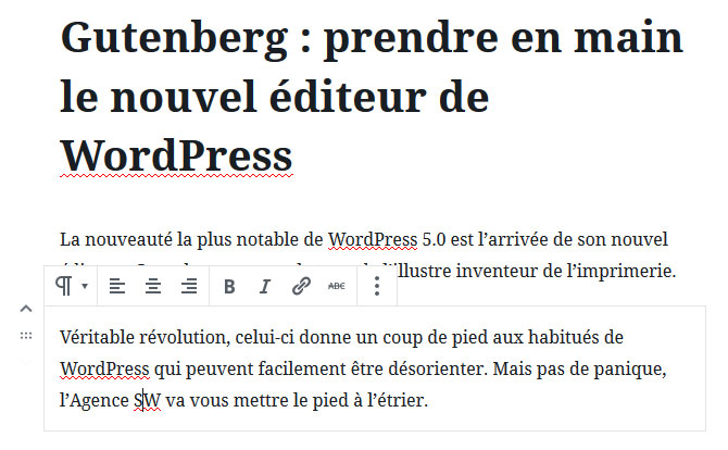 Déplacer bloc de contenu Gutenberg WordPress