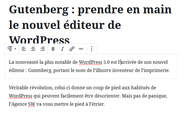 Mise en forme texte Gutenberg WordPress