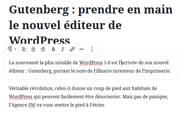 Mise en forme texte Gutenberg WordPress