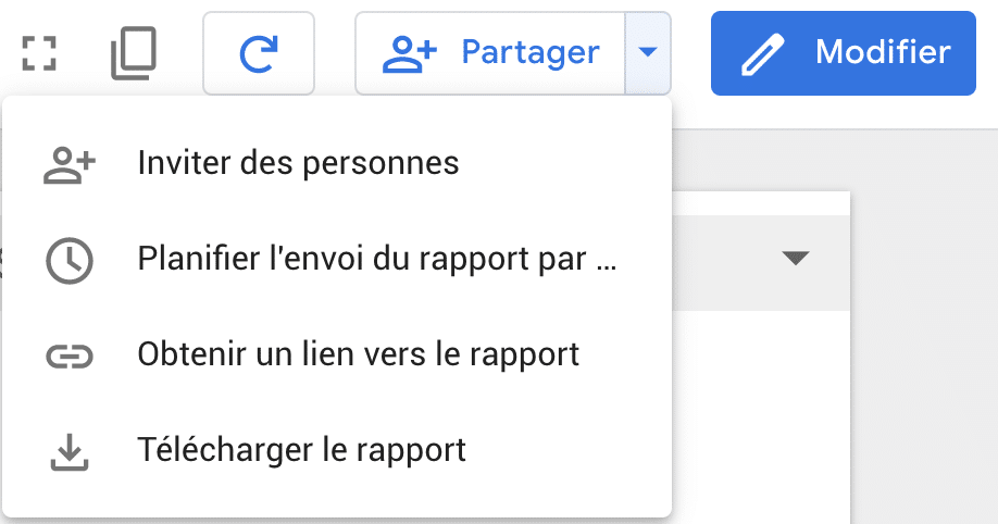 fonction partage datastudio