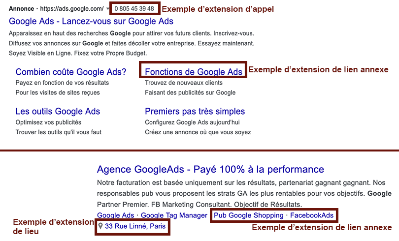 format extensions google ads